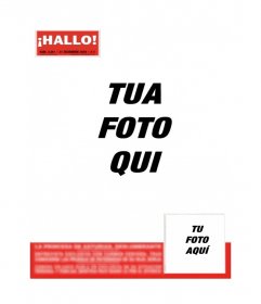 Sale sulla copertina della rivista HALLO! Creare uno scherzo divertente la prima pagina e il luogo, se si desidera un titolo