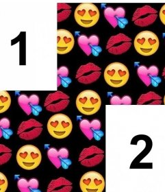 Cornice con il collage di amore emojis per due foto