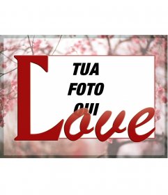 Inquadrare il foto su uno sfondo di fiori di ciliegio e la parola LOVE