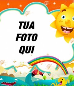Bambino cornice di mettere la tua foto con un sole e un arcobaleno