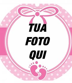 Circolare cornice rosa per decorare la foto di una bambina