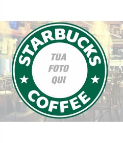 Impostazione del famoso logo di Starbucks Coffee, uno spazio circolare per posizionare le tue foto