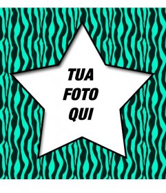 Digital photo frame con stella e turchese e nero zebra sfondo per decorare le vostre