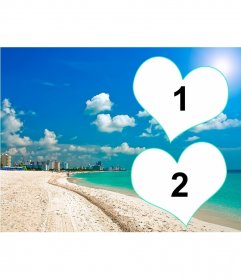 Cartolina per due foto con uno sfondo di una spiaggia della Florida