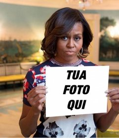 Fotomontaggio con Michelle Obama tiene la vostra immagine