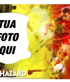 Fotomontaggio con Eden Hazard, il giovane calciatore selezione belga