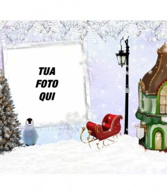 Fotomontaggio di Natale con una cornice per mettere la vostra immagine