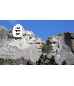 Fotomontaggio libero di mettere la vostra faccia sulla famosa opera del Monte Rushmoreen