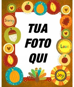 Cornice per foto con adesivi decorativi del giorno del ringraziamento 