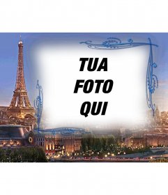 Cornice per foto con sfondo di Parigi, la città dell"amore per fare con una foto