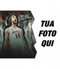 Fotomontaggio con giocatore di basket Pau Gasol