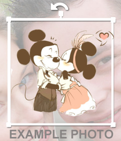 Sticker con una foto di Mikey e Minnie Mouse