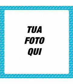 Blu cornice quadrata con acqua onde bianco disegnato