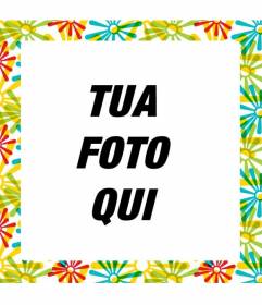 Cornice quadrata con fiori colorati in immagini del mosaico facilmente