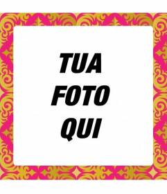 Foto motivo cornice quadrata di tipo carta da parati rosa e oro mosaico dipinto