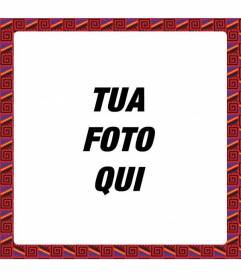 Cornice quadrata con motivi etnici rossi e neri che formano un mosaico