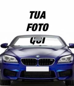 Guidare una BMW decappottabile blu con questo fotomontaggio in cui si può mettere la tua foto a guardare come si è alla guida di un auto