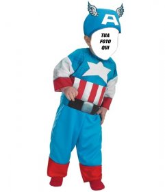 I bambini fotomontaggio di un bambino vestito come Capitan America