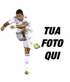 Fotomontaggio con Cristiano Ronaldo del Real Madrid Football formazione uniforme