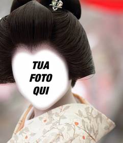 Fotomontaggio di Geisha giapponese per aggiungere il tuo volto in linea