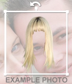 Fotomontaggio donna parrucca bionda per cambiare i capelli