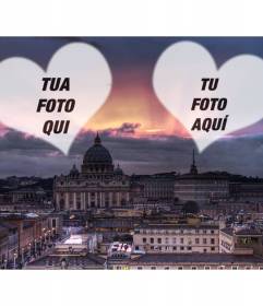 Collage di amore con una fotografia di Roma e due cuori in cui inserire la tua foto di voi e il vostro amore