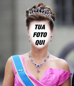 Fotomontaggio di una principessa con corona e vestito di gala per mettere il vostro