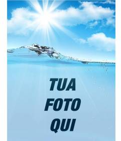 Collage con una foto di acqua e cielo per mettere la tua foto e personalizzare con il testo on-line