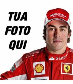 Fotomontaggio in cui dovrete apparire in una foto con Fernando Alonso, pilota della Ferrari