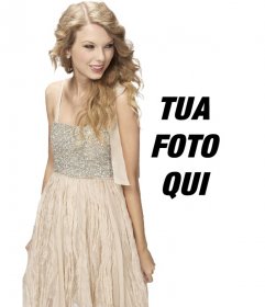 Fotomontaggio con Taylor Swift in un abito luminoso di apparire con lei in una foto e personalizzare con il testo