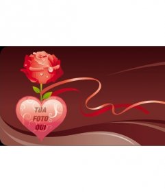 Cornice per una foto con una rosa e un cuore. Per San Valentino
