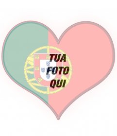 Bandiera del Portogallo a forma di cuore con la vostra foto 