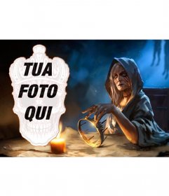 Perdita Collage di una strega e uno scheletro come una cornice