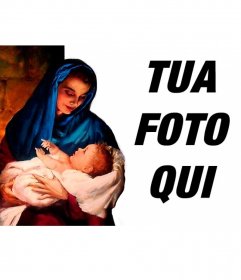 Photo frame con la Vergine e Gesù Cristo nato da guardarsi teneramente