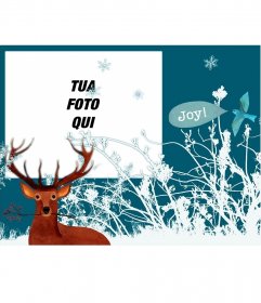 Natale cornice per le foto con una renna e fiocchi di neve 