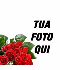 Aggiungi le tue foto di un bouquet di rosa romantico per dare al vostro amante e aggiungere del testo online