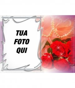 Cartolina di San Valentino personalizzabile con una foto di rose e perle