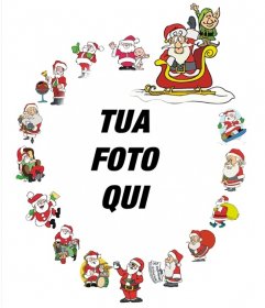 Bella cornice con vari Babbo Natale per decorare le foto 