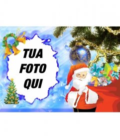 Cartolina di Natale Illustrato con Babbo Natale per decorare le tue foto online