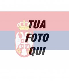 Foto collage di mettere la bandiera della Serbia con la foto caricata
