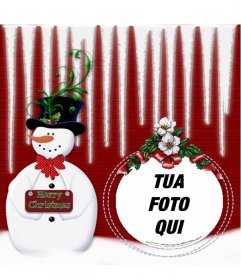 Arrotondato cornice con un pupazzo di neve dove si può mettere la vostra foto in una palla di Natale
