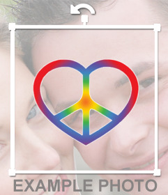 Sticker di simbolo di pace e un cuore per la tua foto