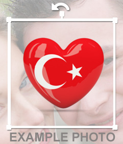 Sticker di un cuore con la bandiera della Turchia per leffetto foto 