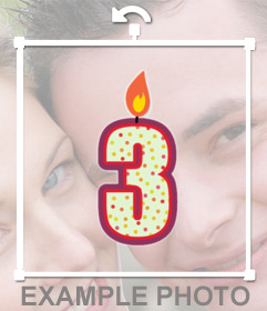 Adesivi per decorare le vostre foto con una candela del numero 3