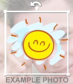 Sticker di un disegno di un sole felice con un grande sorriso