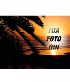 Metti la tua foto on-line su un tramonto in un paesaggio idilliaco di una spiaggia