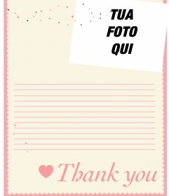 Online lettera di ringraziamento è possibile personalizzare con un montaggio fotografico