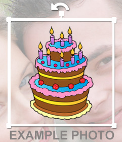 Torta di compleanno variopinta con le candele per decorare e incollare sul vostro adesivo