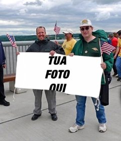 Fotomontaggio di mettere la tua foto sul banner sono in possesso di due appassionati degli Stati Uniti