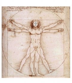 Il tuo volto all"interno del famoso uomo vitruviano di Leonardo Da Vinci, struttura con cui sorprendere